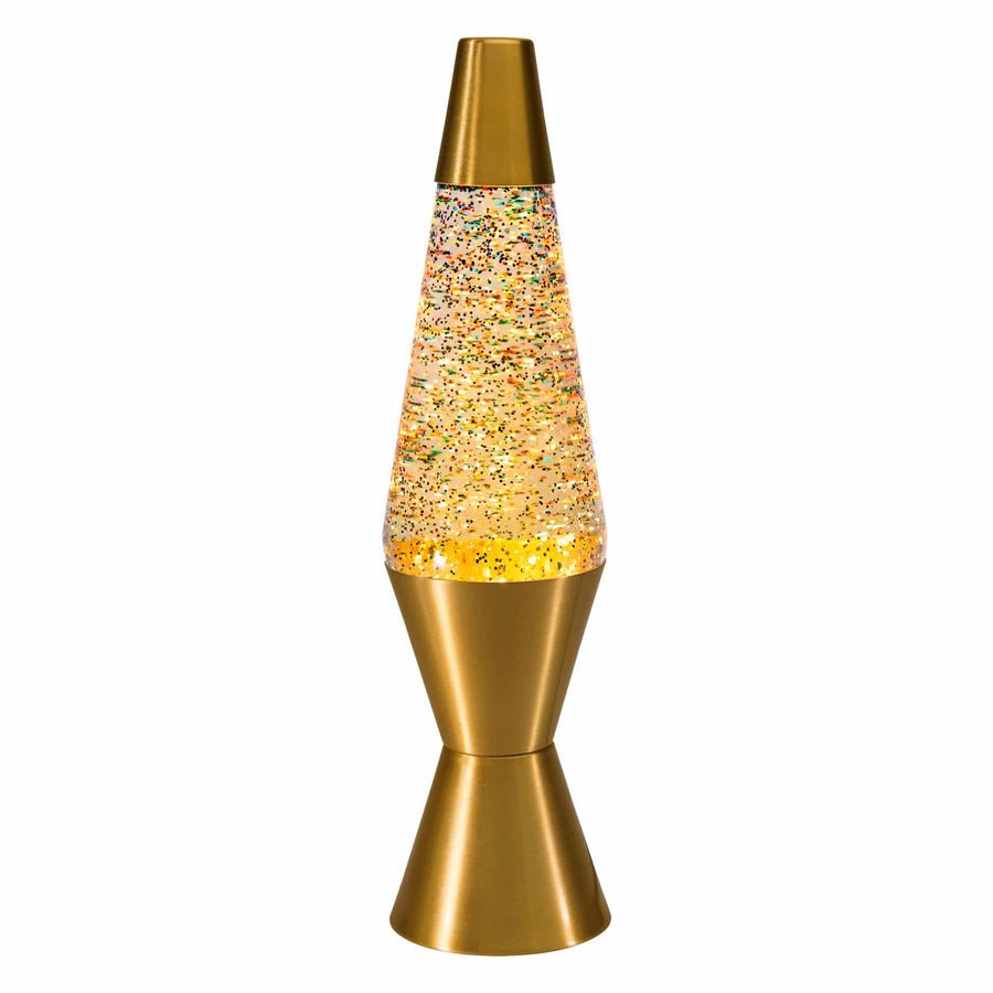 14.5" LAVA LAMP RAINBOW GLITTER - CLEAR/GOLD Bundle